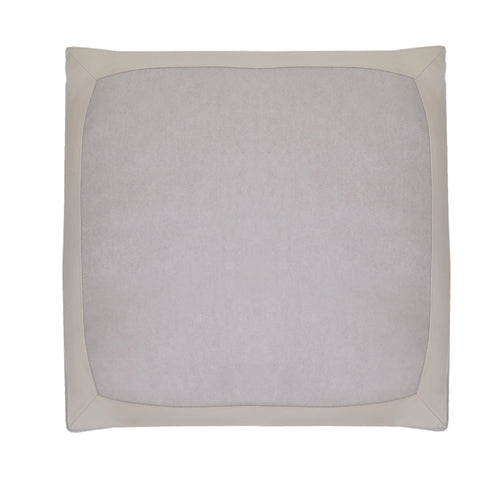 100% Cashmere Decorative Pillow with Genuine Leather Trim in Cloudy Gray