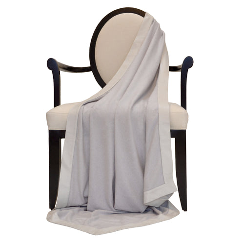 100% Decorative Throw with Genuine Leather Trim in Cloudy Gray