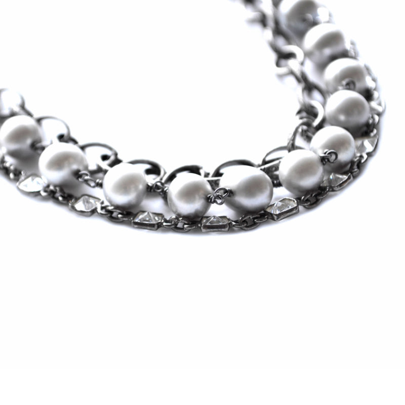 Oxidized Sterling Silver & Gray Potato Pearl Paris Necklace