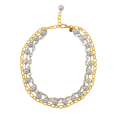 Gold & Gray Potato Pearl Paris Necklace