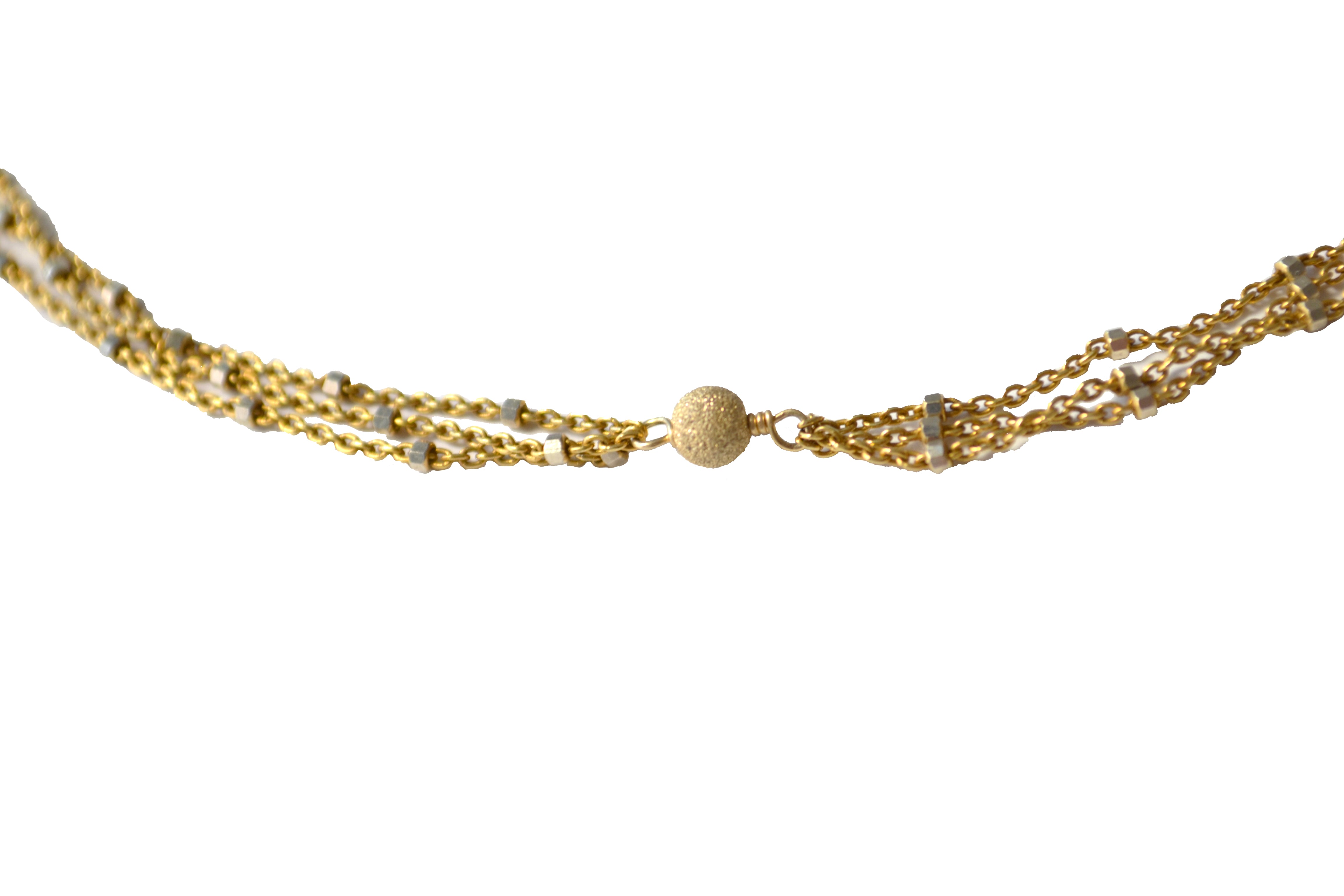 Gold Starry Nights Triple Strand Lariat Necklace