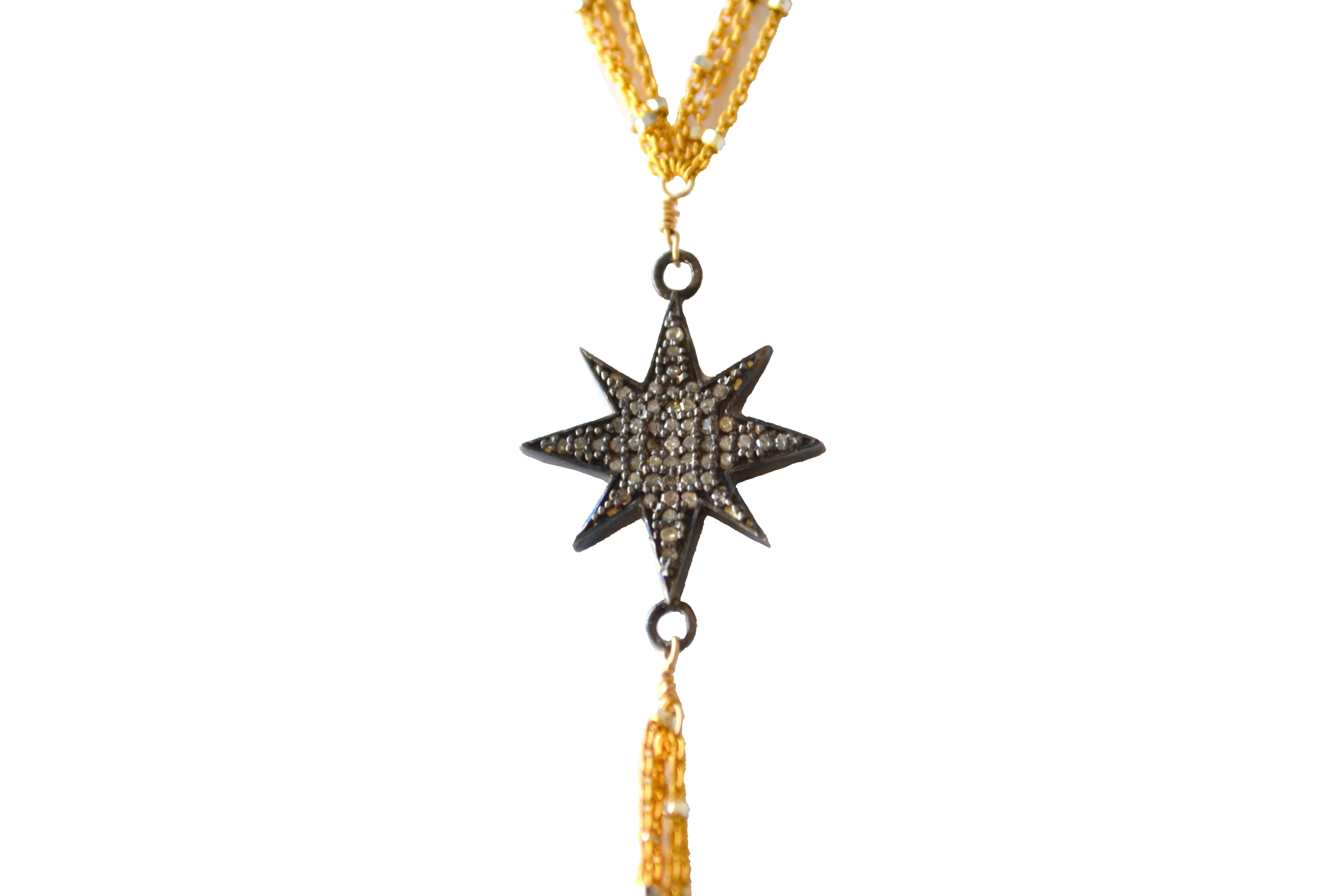 Gold Diamond Starburst Starry Nights Y Necklace