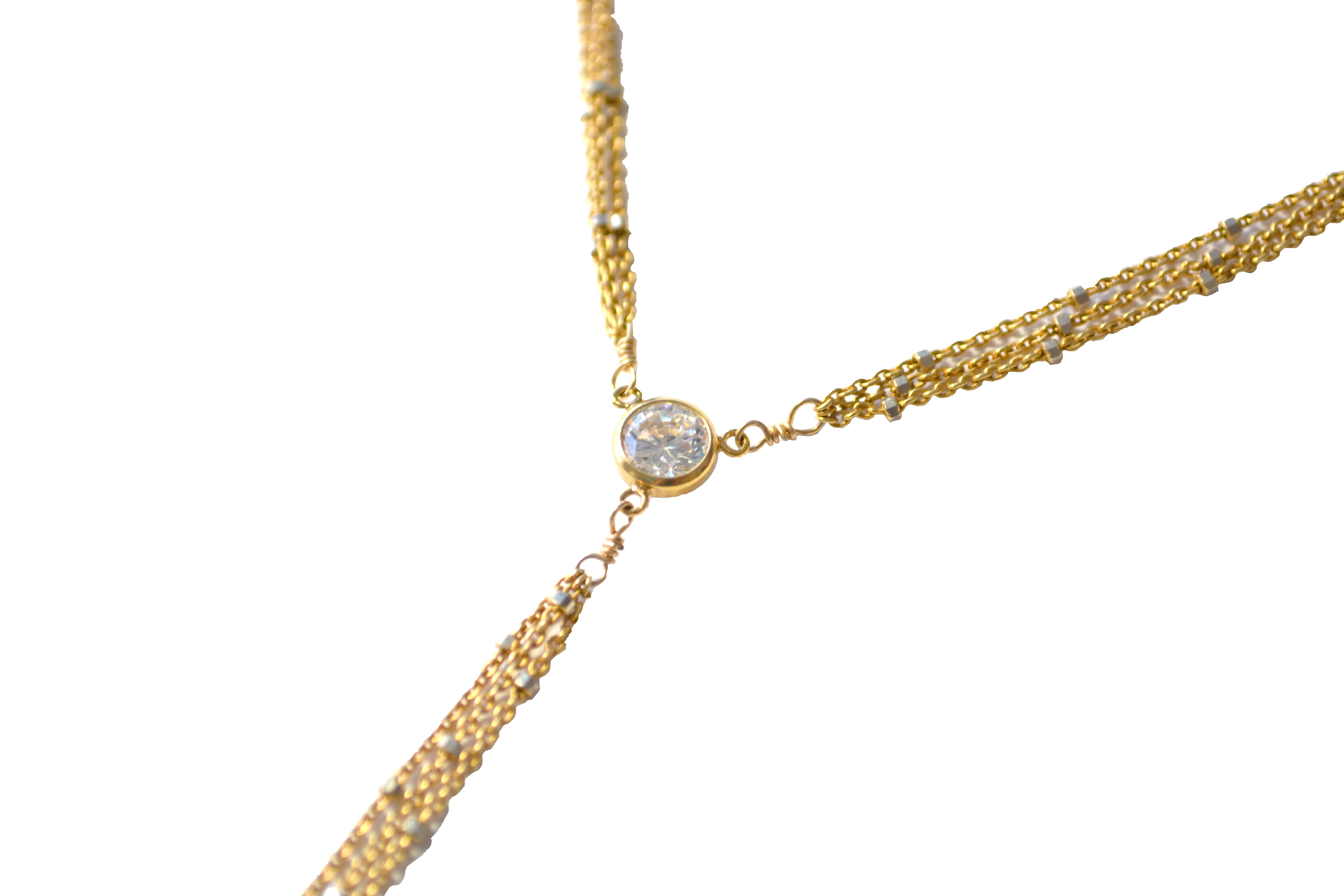 Gold Starry Nights CZ Y Necklace