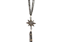 Oxidized Sterling Silver Starry Nights Diamond Starburst Y Necklace
