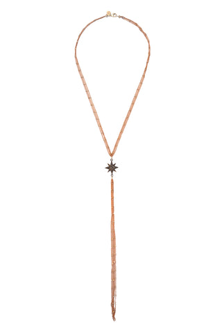 Gold Starry Nights Lariat with Diamond & Pyrite Center