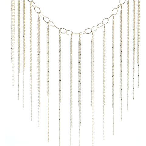 White Potato Pearl Stellenbosch Necklace with Silver Fringe