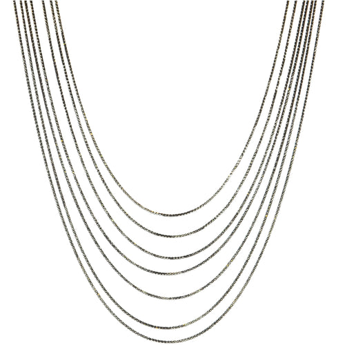 7 Layer Slinky Snake Necklace in Oxidized Sterling Silver