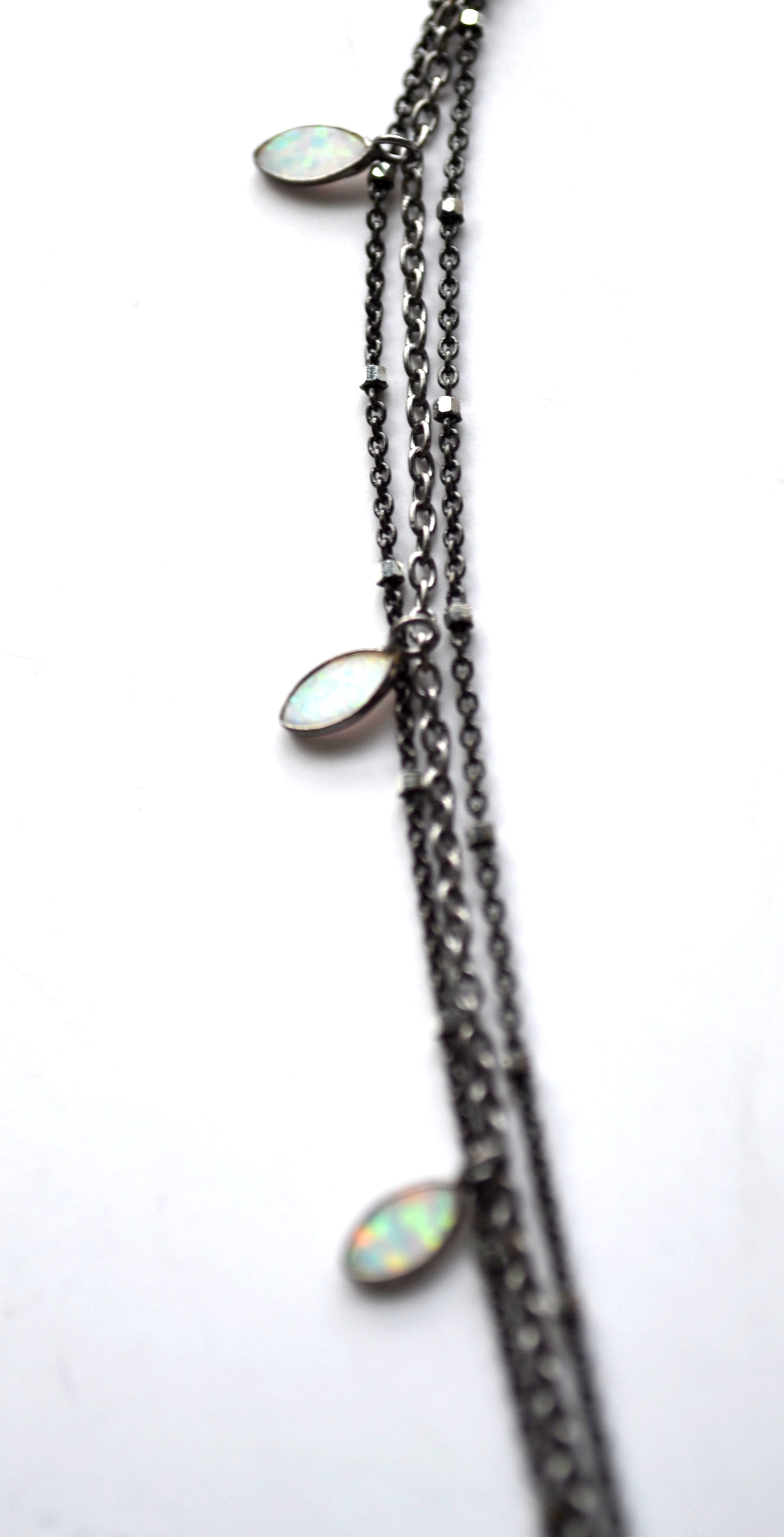 Opal Marquise and Starry Nights Necklace in Oxidized Sterling Silver