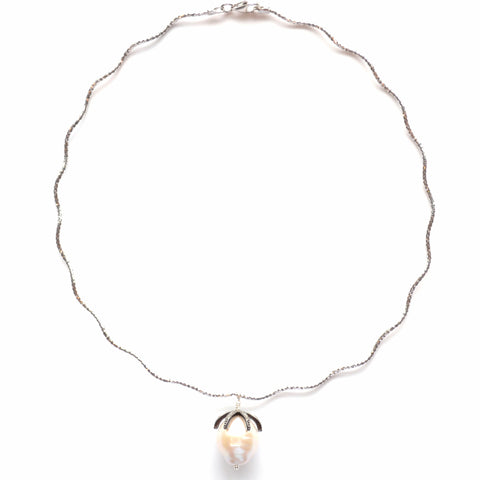 Gold Choker with a White Baroque Pearl