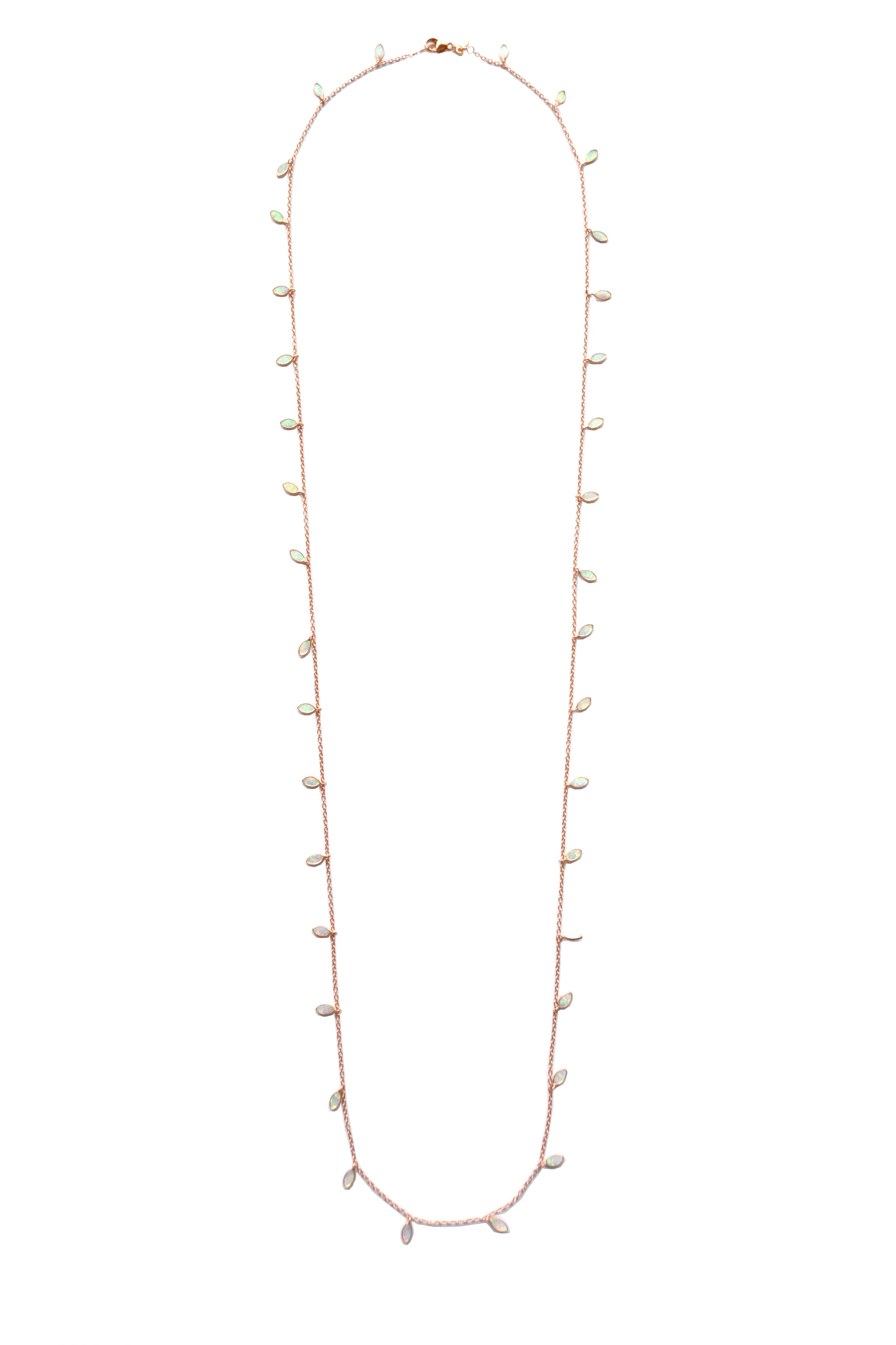 Single Strand Opal Marquise Necklace in Rose Gold