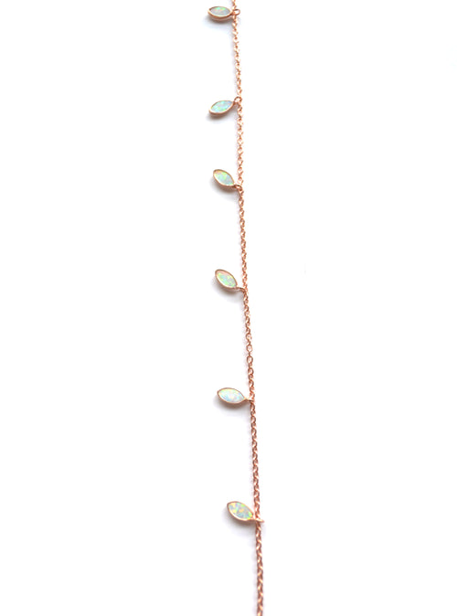 Single Strand Opal Marquise Necklace in Rose Gold
